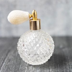 Vintage clear glass pineapple pattern empty perfume bottle atomizer